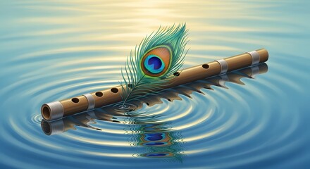 Khrisna Flute with majestic background, made by Ai