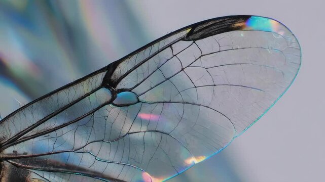 Chromatic Fringe Glow Insect Wing Stock Footage