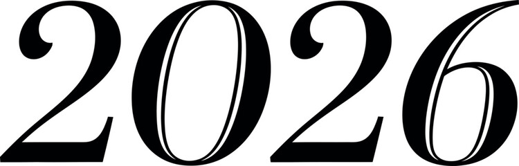 Elegant serif font typography for the year 2026 vector