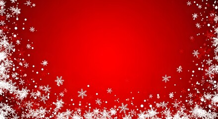 Festive red background with falling snowflakes for christmas season