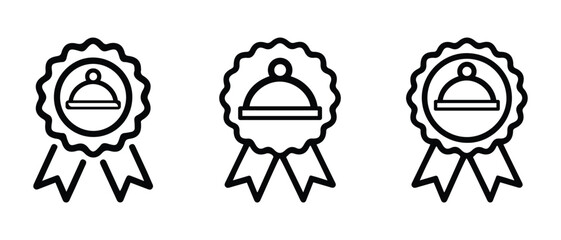 Food quality award icon set, best restaurant badge vector symbol