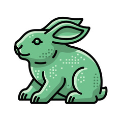 Fototapeta premium Jade rabbit statue in a stylized design and green color 