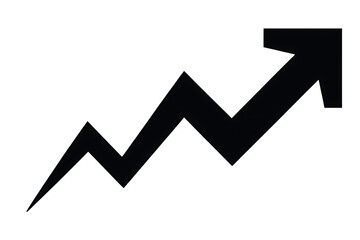 Graph trend up arrow growth finance business success data analysis statistics isolated on transparent background