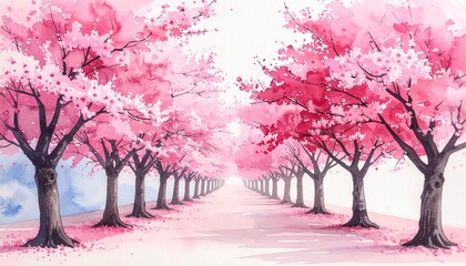 春の水彩イラスト（桜）