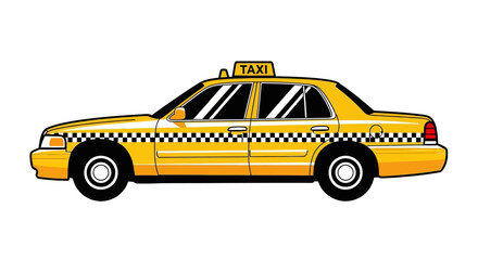 Dynamic yellow taxi cab vector illustration, symbolizing essential urban transportation and the fast-paced rhythm of city life journeys © Avra