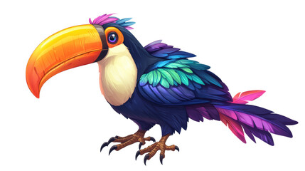 Naklejka premium Stylized tropical bird with bright feathers 