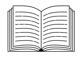 Open book with blank pages isolated on white background