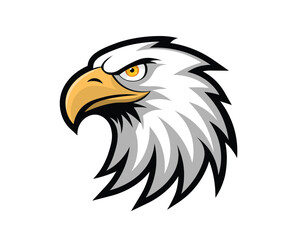 Fototapeta premium Fierce bald eagle head mascot vector isolated on white background, powerful bird illustration design