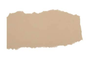 Paper torn edges blank beige rectangle for text or design isolated on transparent background