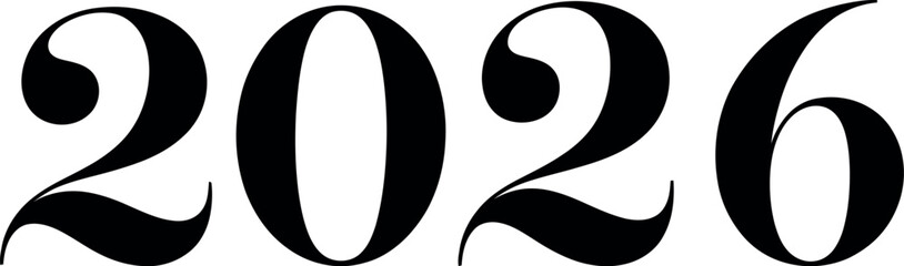 The year 2026 elegantly rendered in textured black font vector