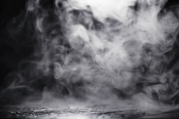 White clouds of vapor smoke are isolated on a black background. overlay