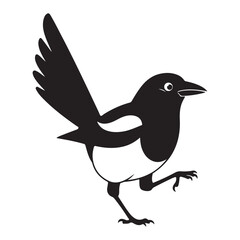 Obraz premium A black and white magpie vector graphic colouring page