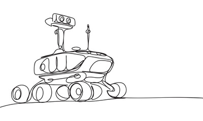 Continuous Line Drawing of a Space Rover © clelia-clelia