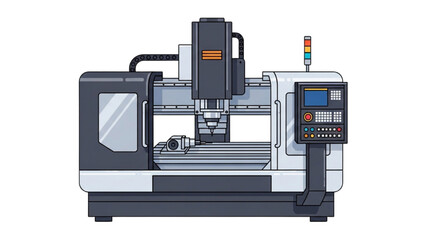 CNC Milling Machine Illustration Precision, Manufacturing, and Industrial Technology
