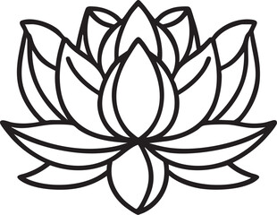 Lotus flower vector: black and white outline illustration eps silhouette