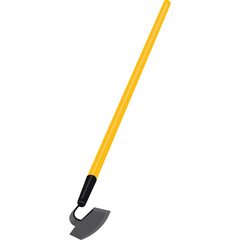Garden Hoe Tool With Yellow Handle And Black Grip On A Transparent Background