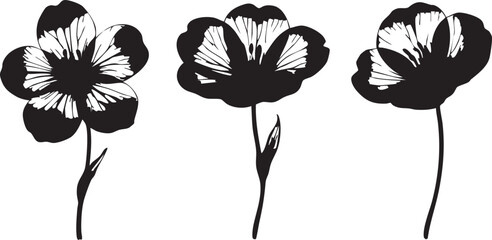 Black and white flower vector illustration: floral design element eps silhouette