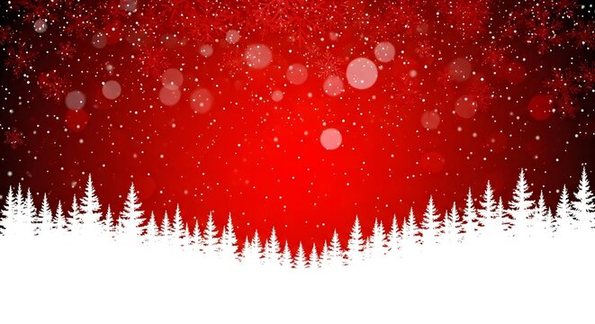 Winter wonderland landscape with snow covered trees and snowfall scene