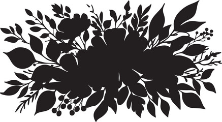 Black floral silhouette vector: flower and leaf design element eps