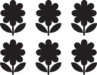 Black flower vector pattern: floral design element for crafts and graphics eps silhouette