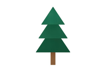 Simple green christmas tree graphic with a rustic brown trunk, representing the holiday season, joy, and merriment against a clear backdrop