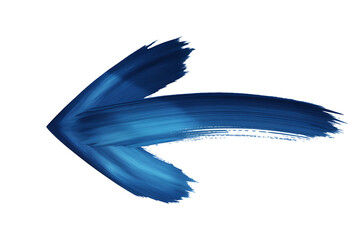 Arrow directional abstract blue paint stroke isolated on transparent background