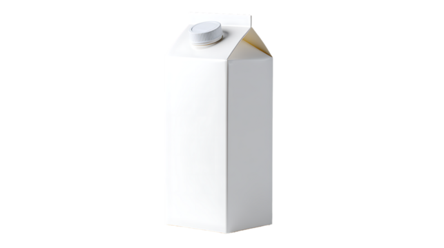 White carton beverage container with cap isolated on transparent background