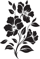 Elegant floral design with blooming flowers and leaves
