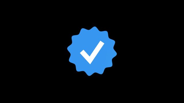 Blue Verified Badge Animation, A Clean Checkmark Icon for Social Media, User Trust, and Profile Authentication Symbol for Digital Platforms and Messaging Apps like Viber Alpha BG