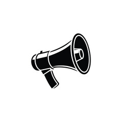 Black and White Megaphone Illustration on a White Background
