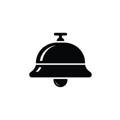 Black and White Minimalist Illustration of a Hotel Reception Bell Icon Design
