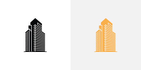 Black and Yellow Modern Building Icons, Minimalist Style, Cityscape Element Set © Engineer Jahid