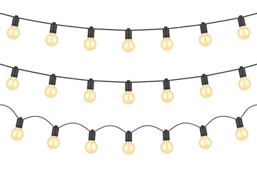 String lights isolated on transparent background