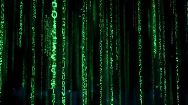 Digital Matrix Code Rain Animation Motion Background Seamless Loop