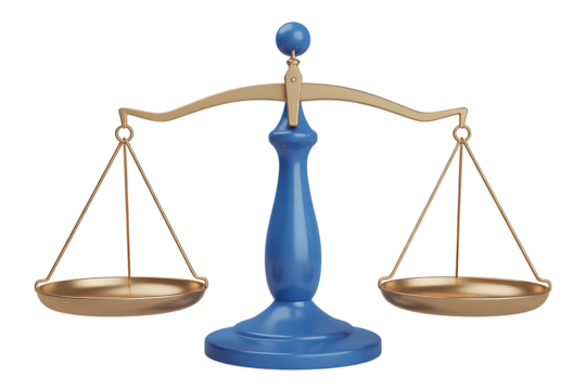 Scales of justice isolated on transparent background
