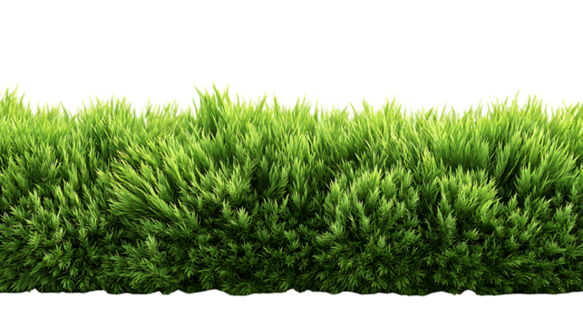 A lush green hedge isolated on transparent background