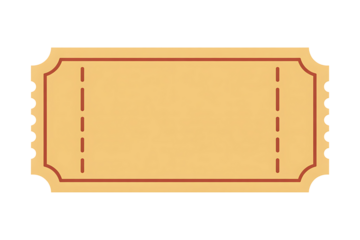 Ticket blank invitation event admission voucher paper coupon cutout isolated on transparent background