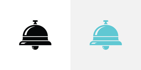Dual Notification Bell Icon Set Black and Teal on Contrasting Backgrounds