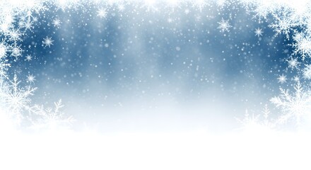 Snowflakes falling on a blue background isolated on white background