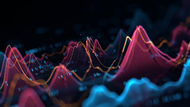Close-up of volatility forecasting holographic UI with predictive AI curves, clean modern institutional finance look, ai driven investment fund