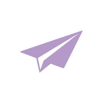 Flat Illustration Light Purple Paper Airplane Isolated on a White Background