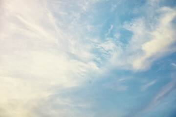 High clouds in the summer sky. Sky background. Meteorological observations of the sky.