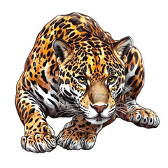 Obraz premium Jaguar walking forward with intense stare 