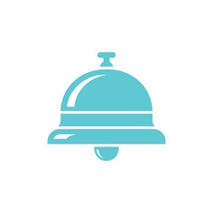 Fototapeta premium Light Blue Reception Bell, Service Bell, Call Bell on White Background Icon
