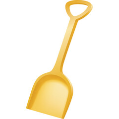 Golden Beach Toy Shovel with Transparent Background and Smooth Surface Ideal for Summer Play and Beach Activities