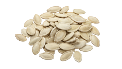 Pile of pumpkin seeds isolated on transparent background, ready for planting