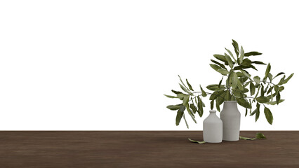 3D Render a couple of vases with plants in them