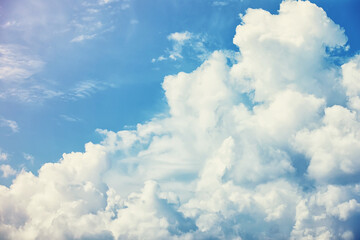 High clouds in the summer sky. Sky background. Meteorological observations of the sky.
