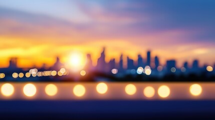 Dusk Skyline of a city at dusk, with traffic flowing along major roads and highways.