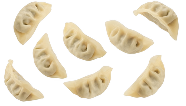 Delicious dumplings isolated on transparent background, traditional asian food